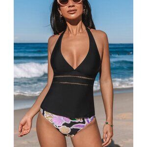 Cupshe Tankini Top & Tropical Bottoms Set (NWOT) M (top)/L(bottom)